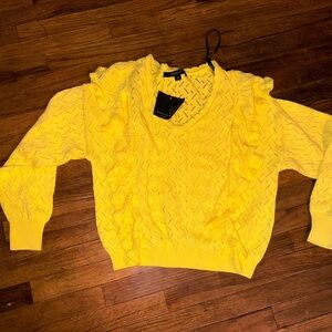 Sunny Yellow Ruffled Women's Sweater